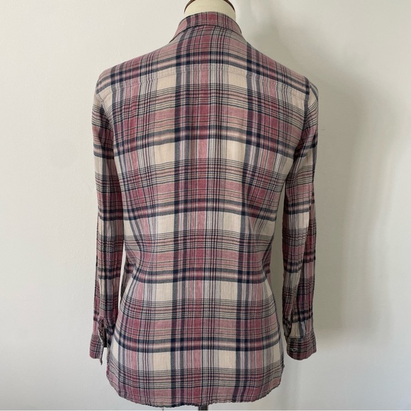 James Perse Button Down Plaid Shirt Size Small - Picture 4 of 8